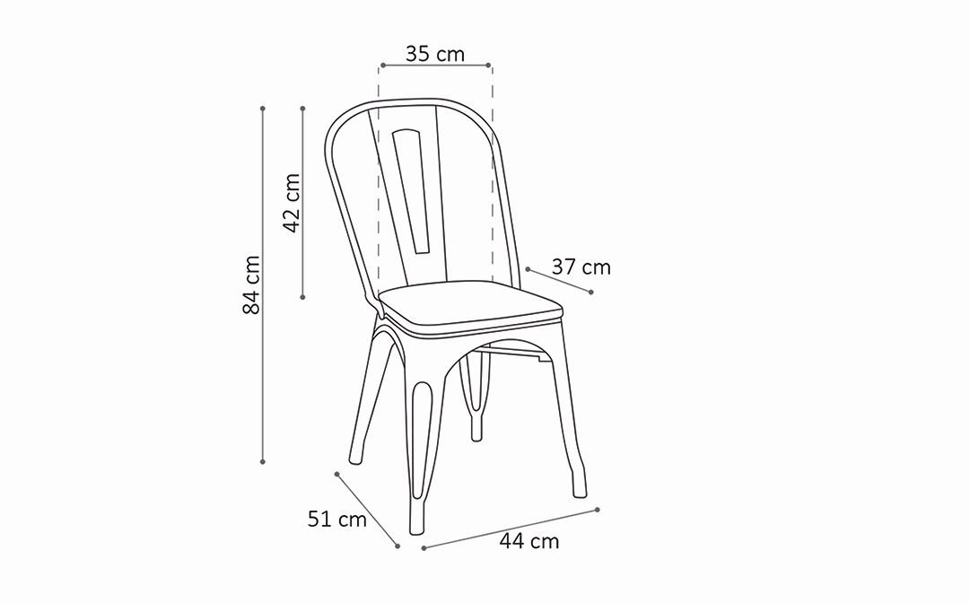 Chaise blanche en metal industrielle et assise en bois clair RETRO