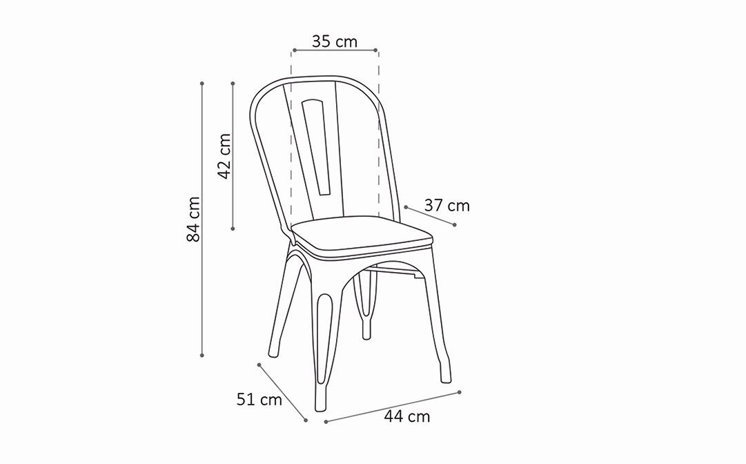 Lot de 4 chaises blanches en metal et assise en bois clair RETRO