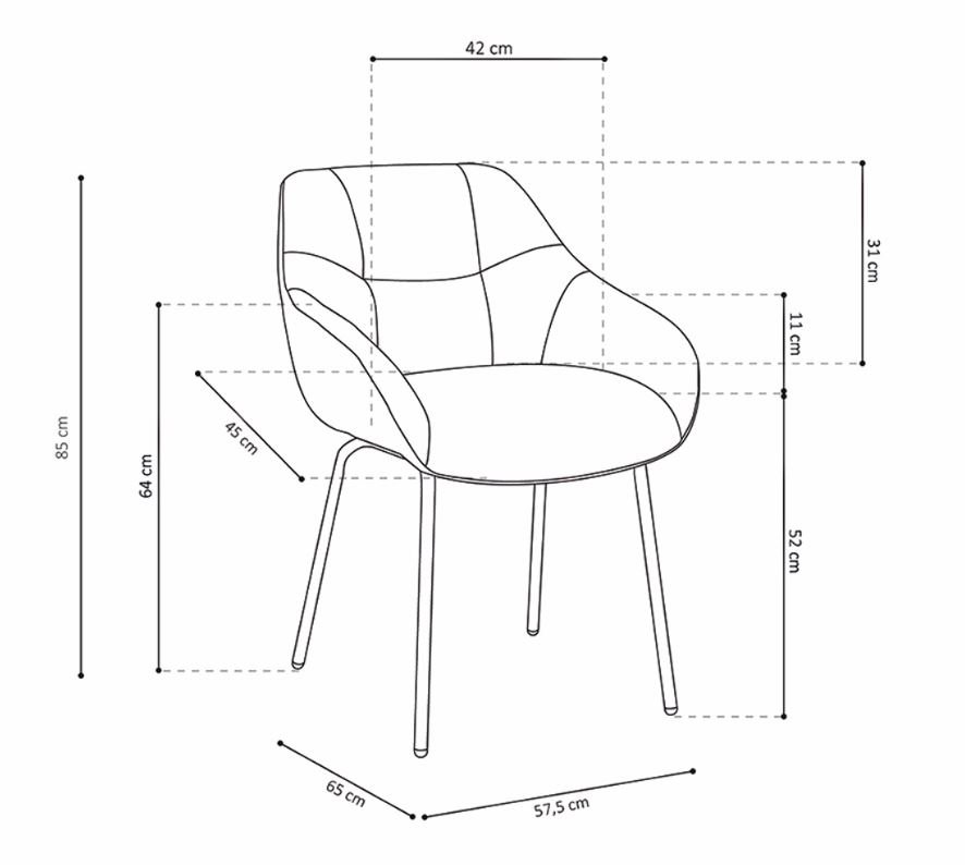 Lot de 2 Chaises capitonnées bi-matières grise EMMA