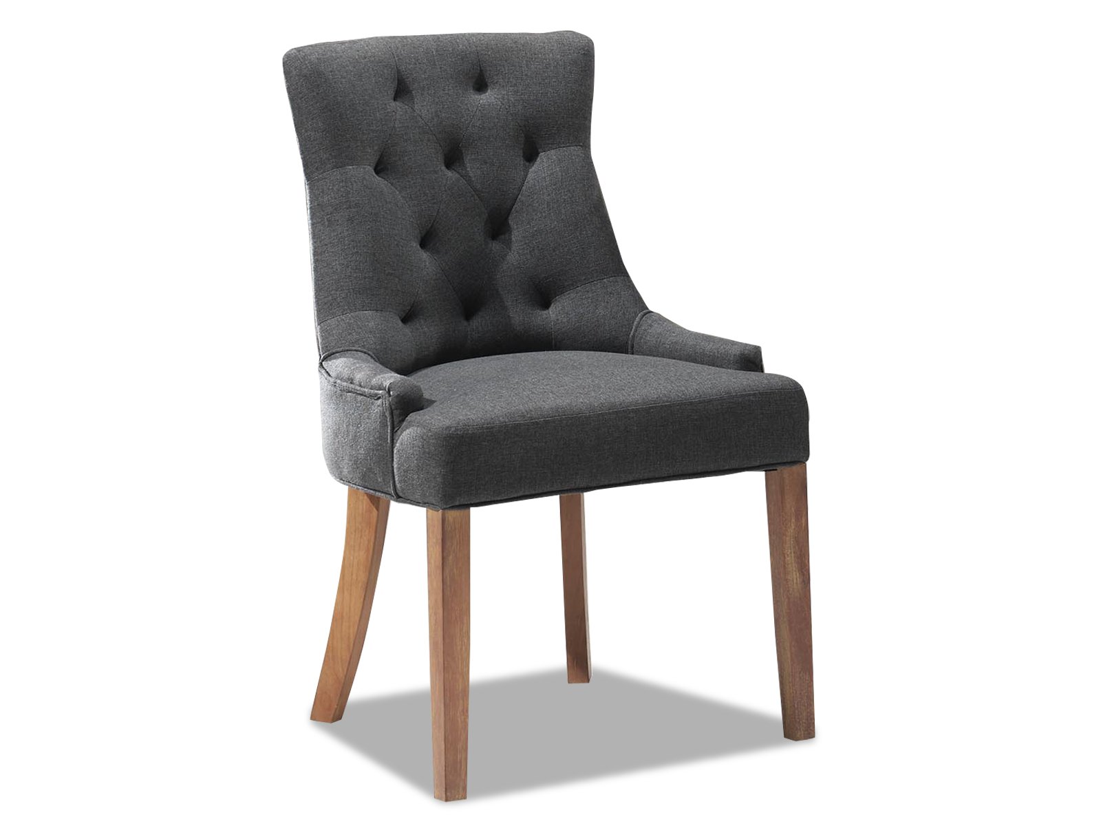 Lot de 2 chaises capitonnées tissu gris CONSTANCE