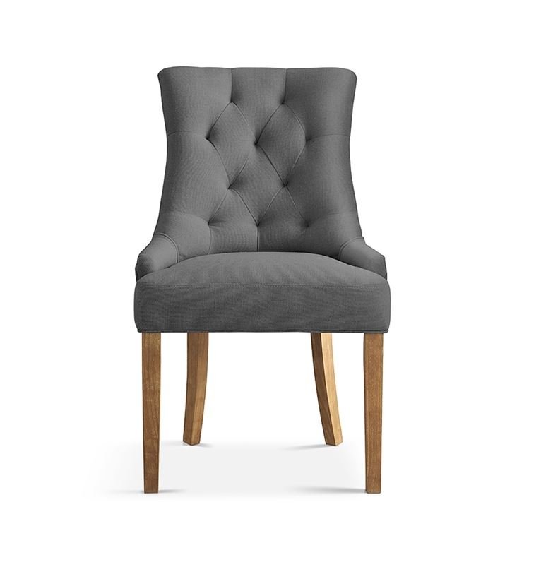 Lot de 2 chaises capitonnées tissu gris CONSTANCE