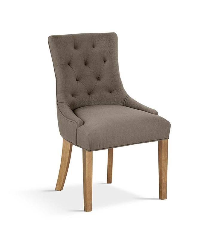 Lot de 2 chaises capitonnées tissu taupe CONSTANCE