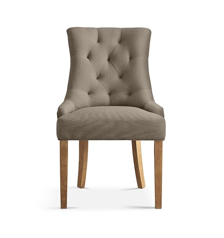 Lot de 2 chaises capitonnées tissu taupe CONSTANCE
