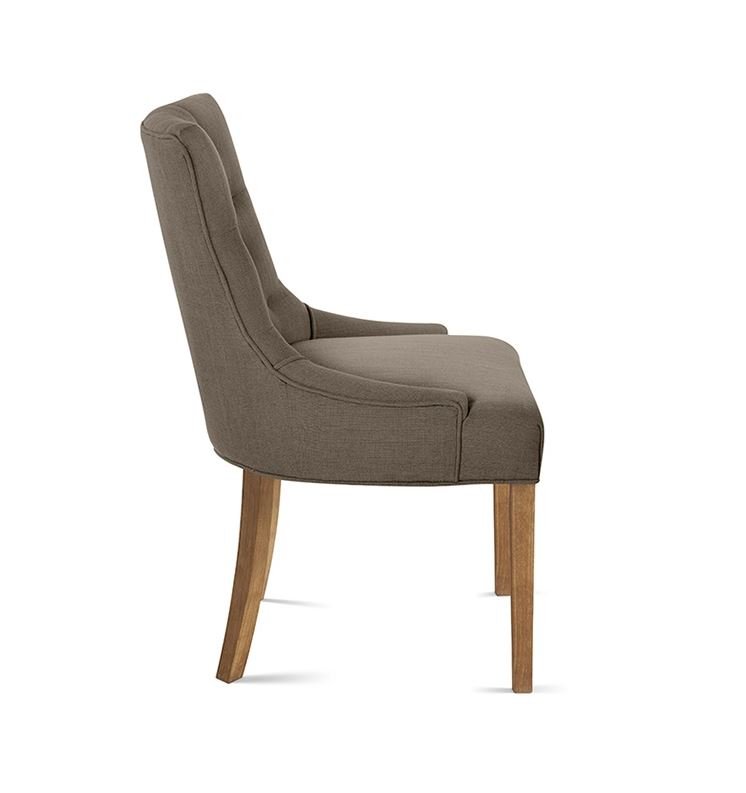 Lot de 2 chaises capitonnées tissu taupe CONSTANCE