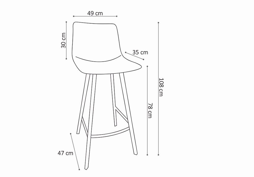 Lot de 2 chaises de bar grise assise H 78cm SOLEN