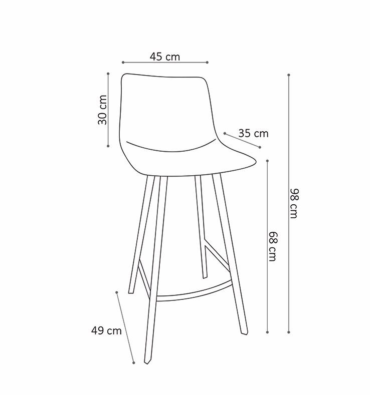 Lot de 2 chaises de bar gris vieilli assise 68cm ANGEL 