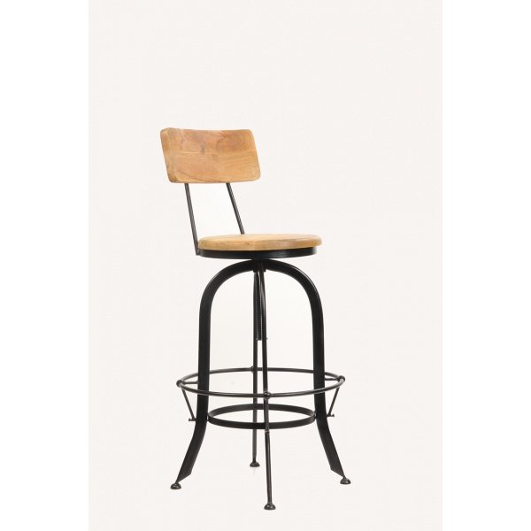 Chaise de bar industrielle bois et métal KURT