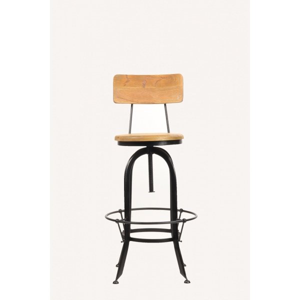 Chaise de bar industrielle bois et métal KURT