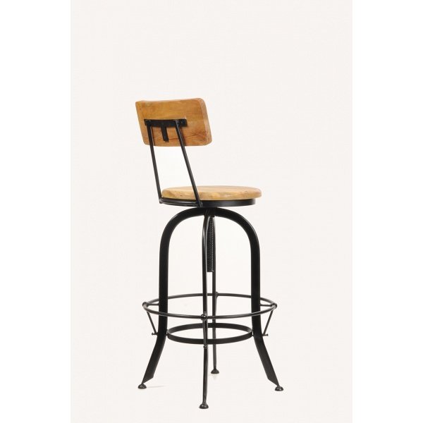 Chaise de bar industrielle bois et métal KURT