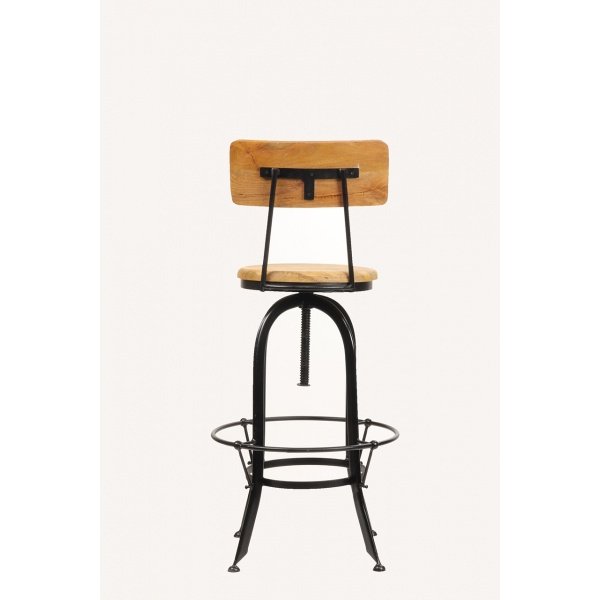 Chaise de bar industrielle bois et métal KURT