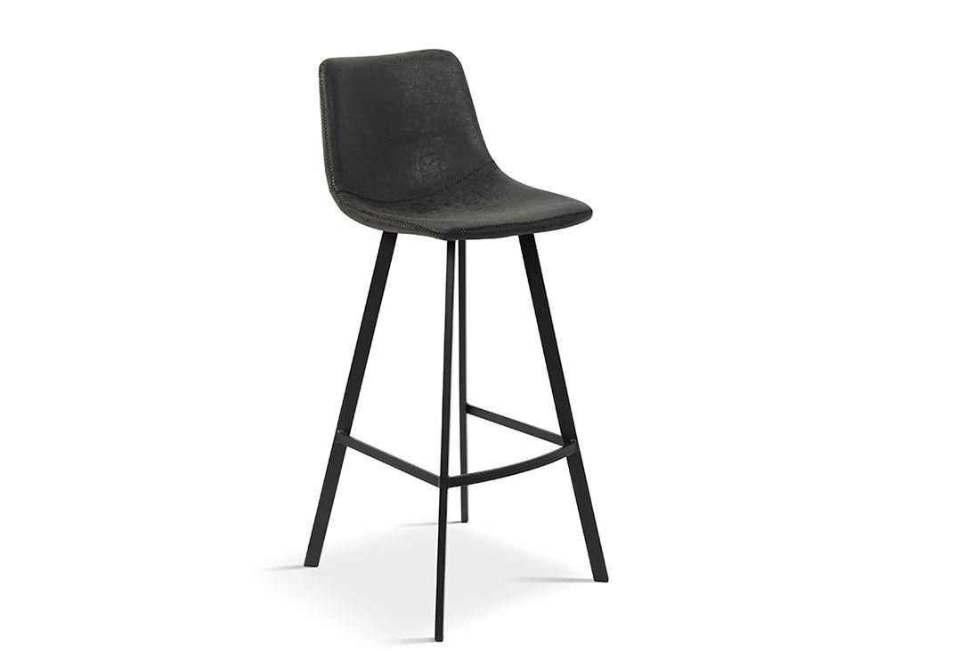 Lot de 2 chaises de bar noire assise H 78cm SOLEN