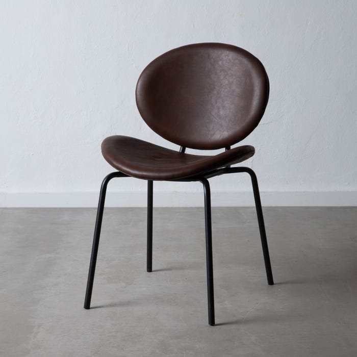 Chaise design en simili cuir marron foncé (lot de 2) ROY 