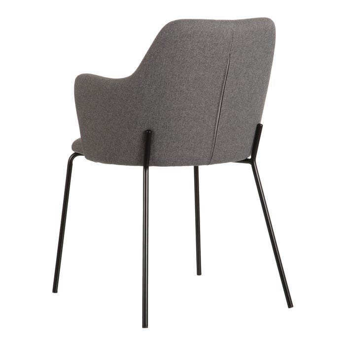 Chaise fauteuil en tissu gris style moderne (lot de 2) EVA 