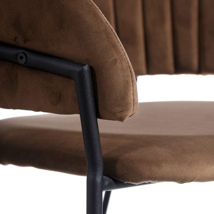 Chaise en velours marron matelassée moderne (lot de 2) AMANDINE 