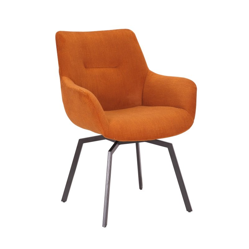 Chaise fauteuil pivotante velours côtelé orange MELINE