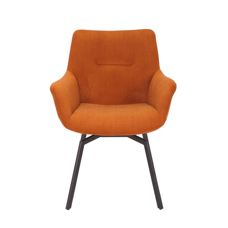 Chaise fauteuil pivotante velours côtelé orange MELINE