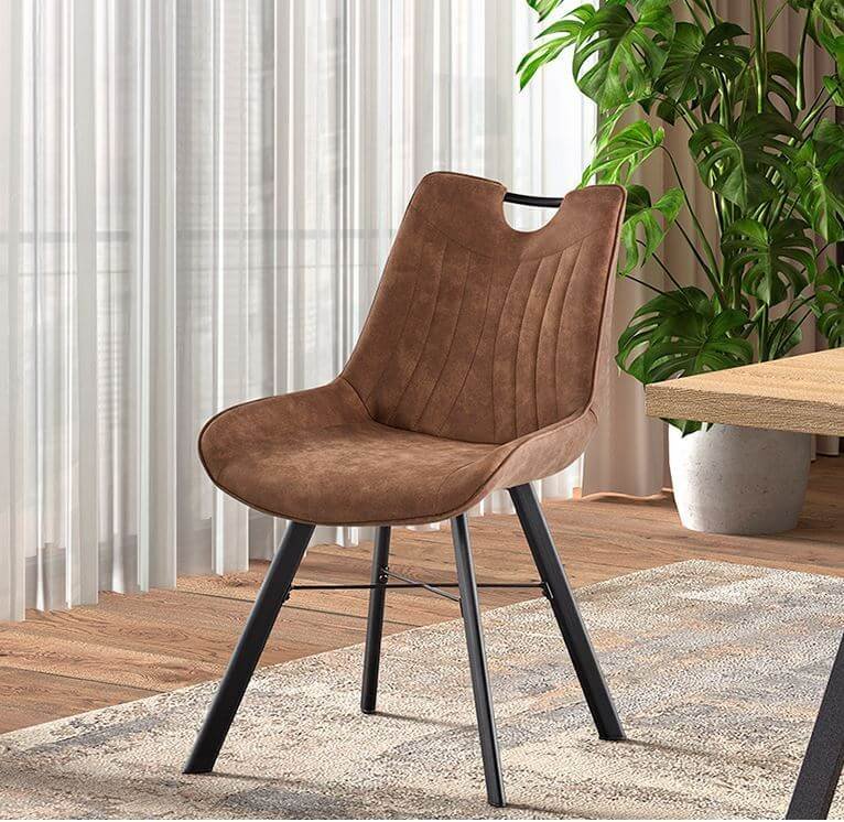 Lot de 2 chaises industrielles marrons avec poignée SPURS