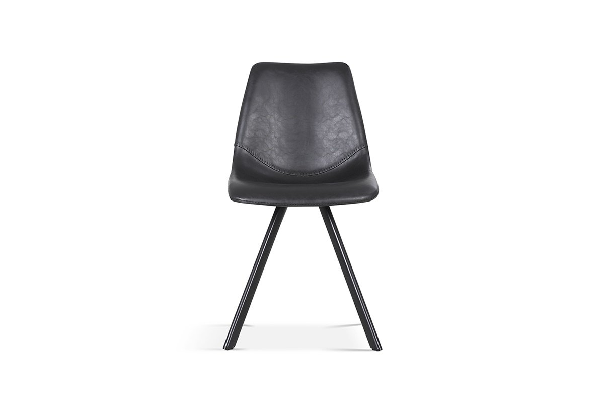 Lot de 2 chaises industrielles noires avec surpiqûres VINTAGE