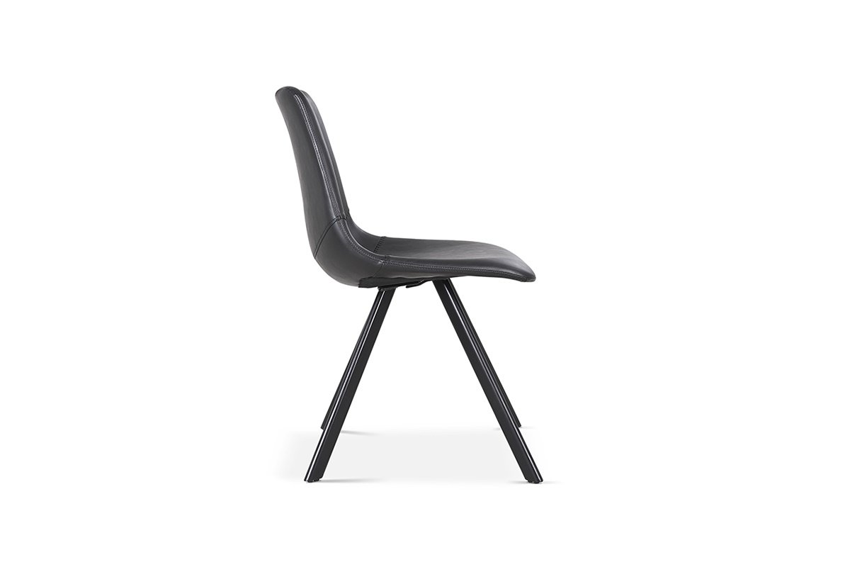 Lot de 2 chaises industrielles noires avec surpiqûres VINTAGE