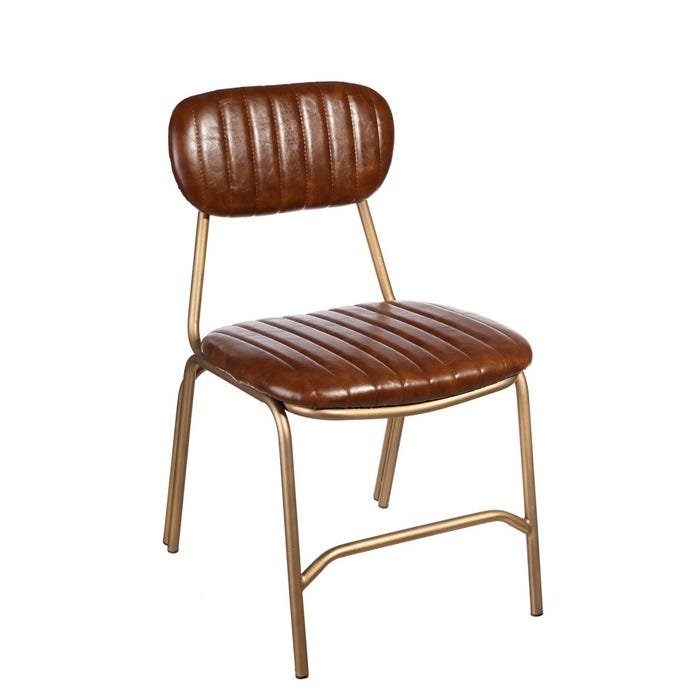 Chaise matelassée industrielle en simili cuir marron (lot de 2) JOY 
