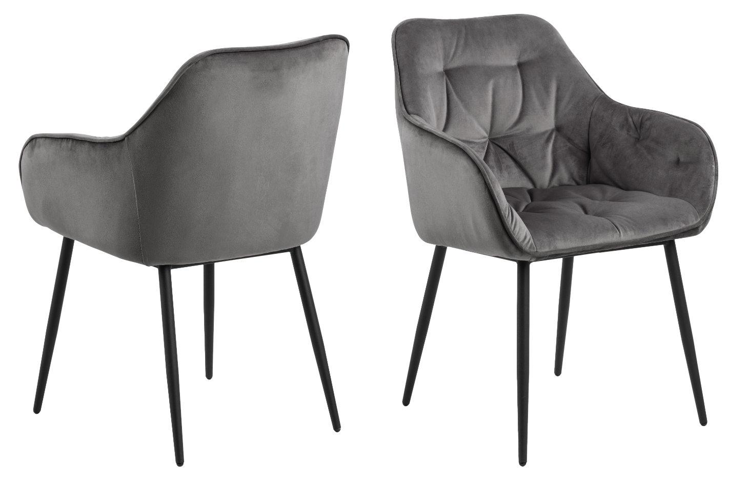 Lot de 2 chaises moderne capitonnée tissu gris ELSA