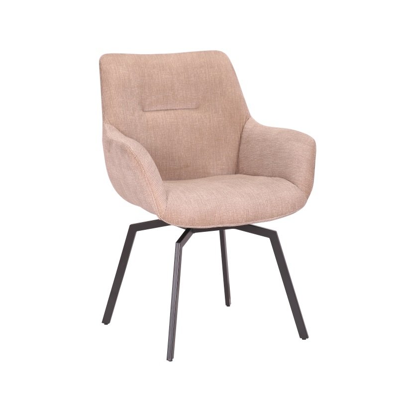 Chaise fauteuil pivotante velours côtelé beige MELINE