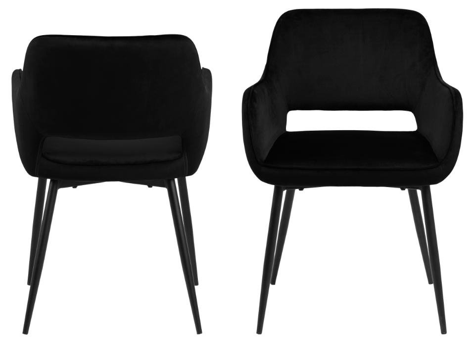 Chaise moderne noire en velours piétement en métal (Lot de 2) DESIRE