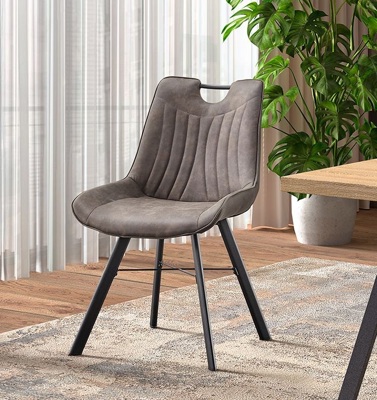 Lot de 2 chaises avec poignée moderne gris foncé SPURS