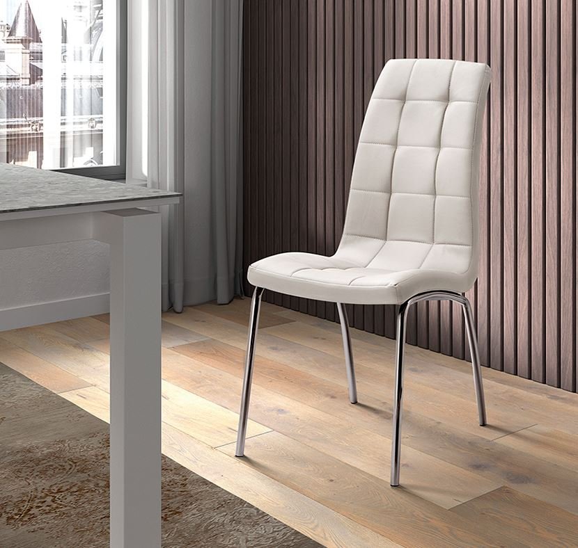 Lot de 2 chaises capitonnées blanches moderne VEDETTE
