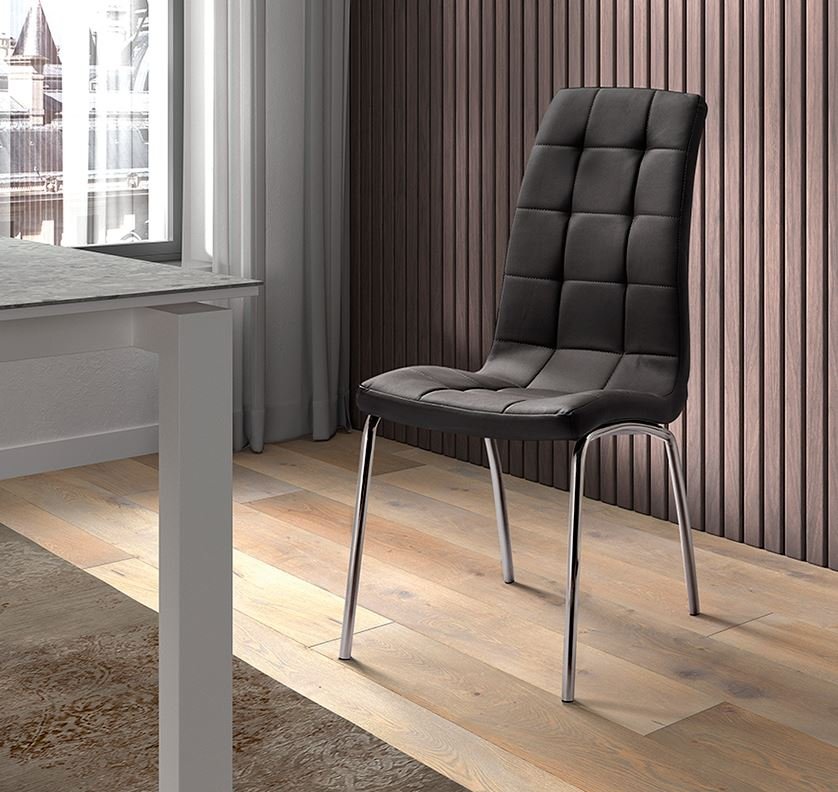 Lot de 2 chaises capitonnées noires moderne VEDETTE