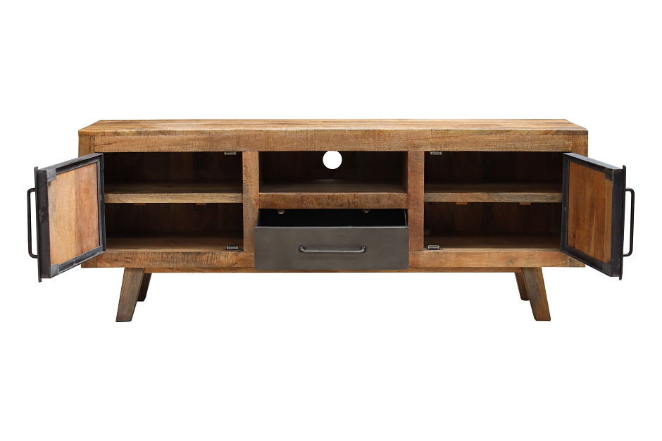 Meuble TV industriel bois manguier et métal 160cm MEERA 