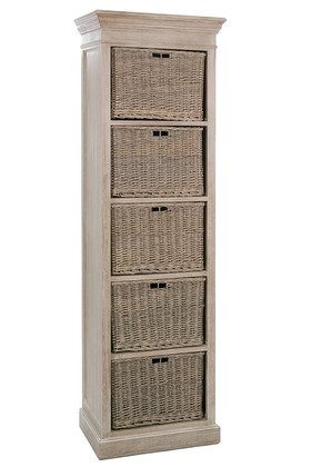 Chiffonnier en bois massif cérusé 5 tiroirs MEREDITH 