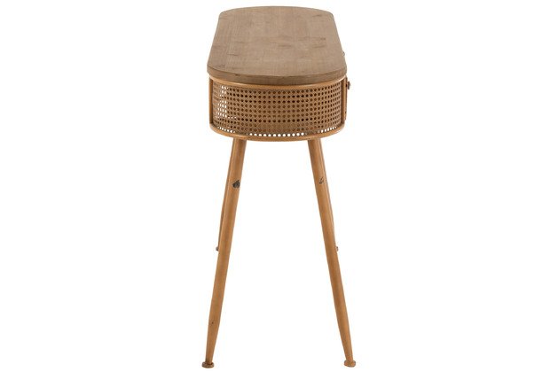 Console en cannage métal et bois moderne 120cm JOHN