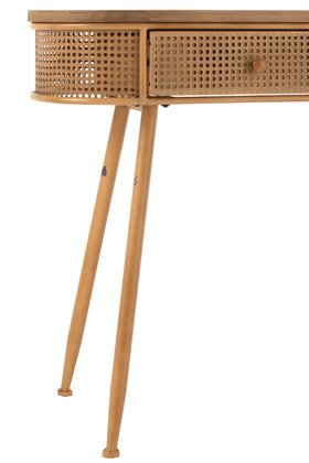 Console en cannage métal et bois moderne 120cm JOHN