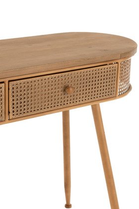 Console en cannage métal et bois moderne 120cm JOHN