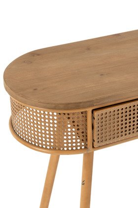 Console en cannage métal et bois moderne 120cm JOHN
