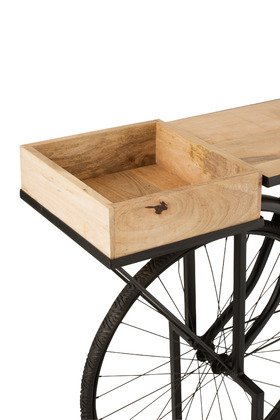 Console vélo industrielle en métal et bois manguier BIKE