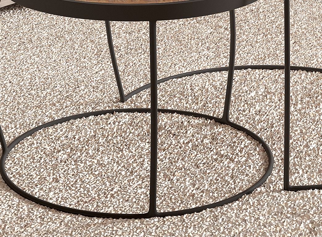 Table basse gigogne ronde moderne bois et métal CROFT