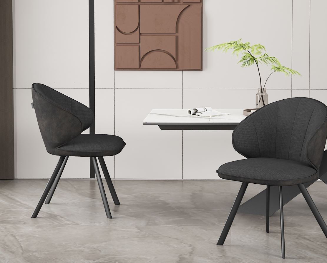 Lot de 2 chaises modernes en tissu gris et simili cuir gris GRAPHITE