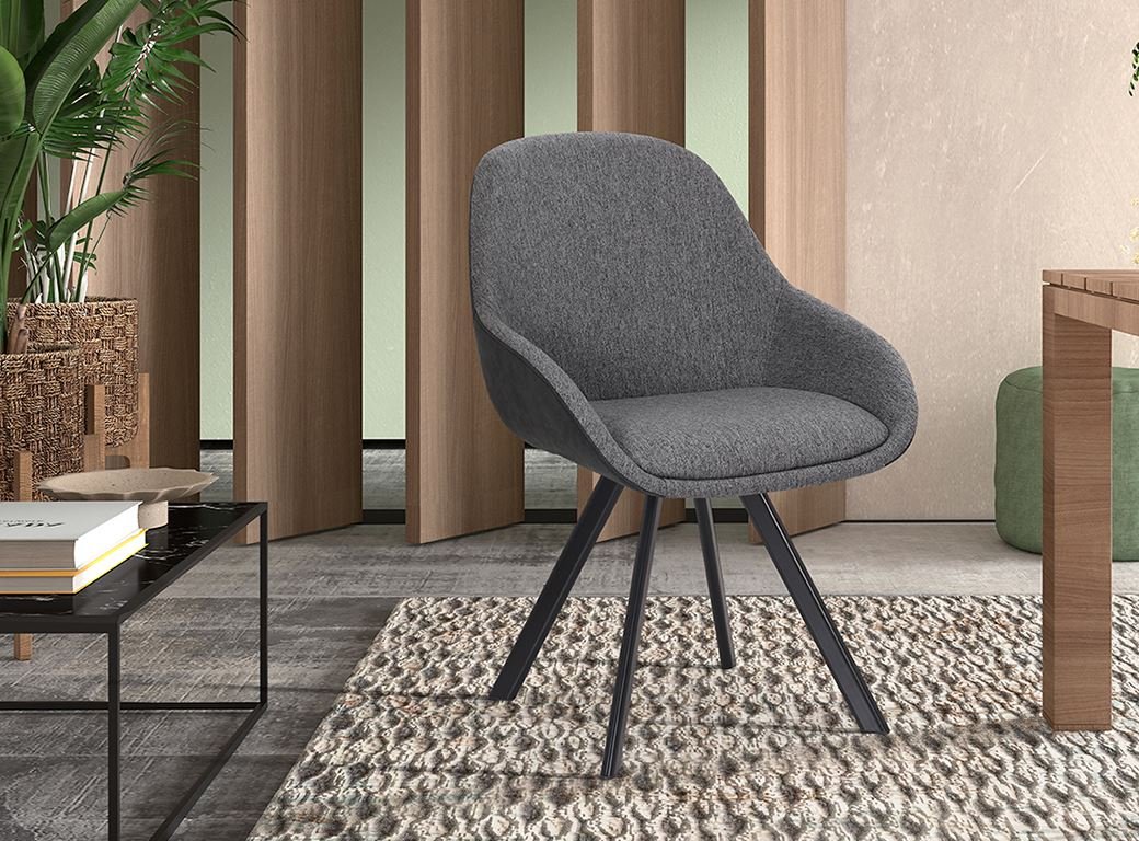 Lot de 2 Chaises fauteuils bicolore gris et anthracite DIANA