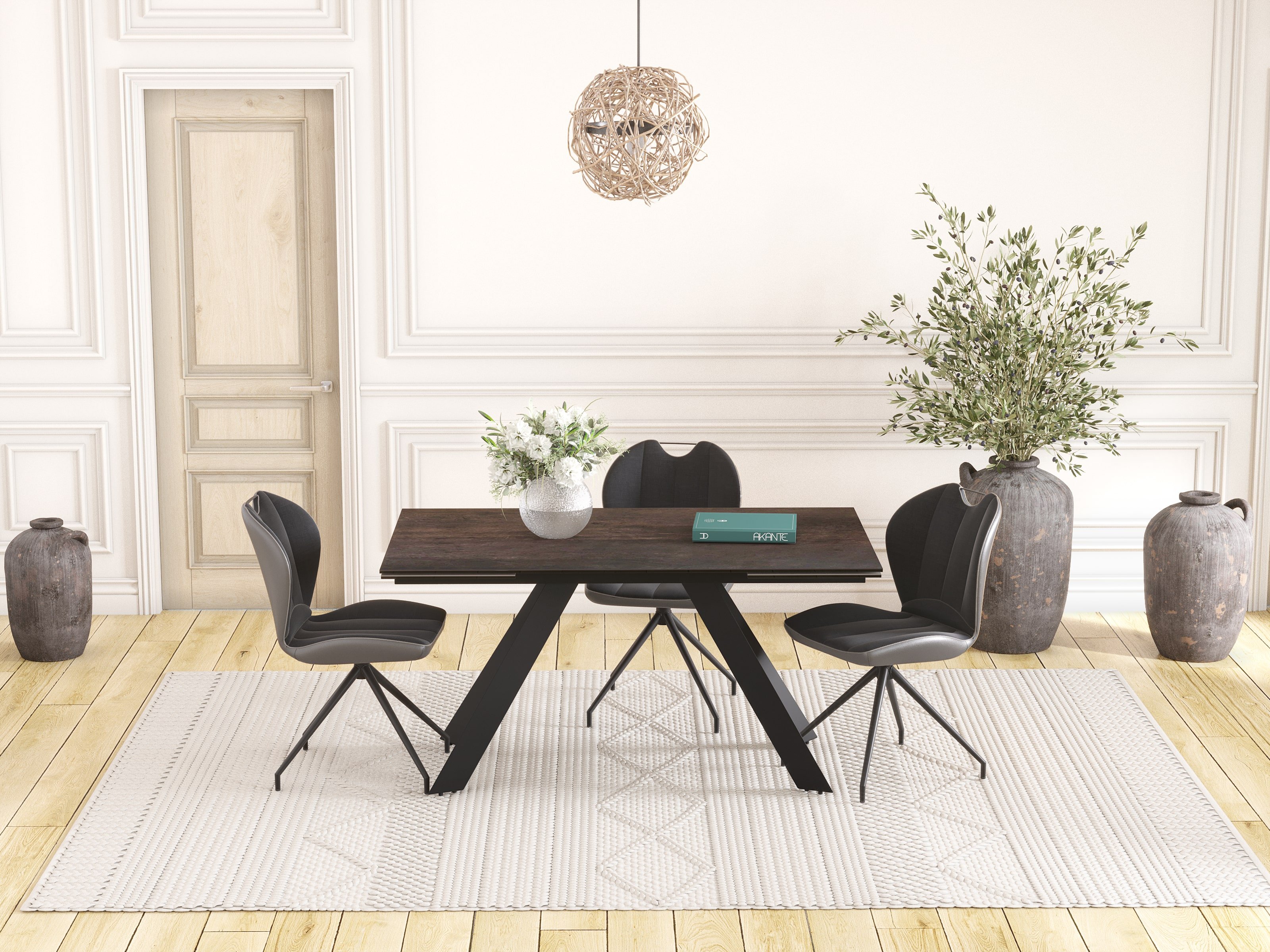 Table à manger céramique extensible effet acier rouillé ONTARIO