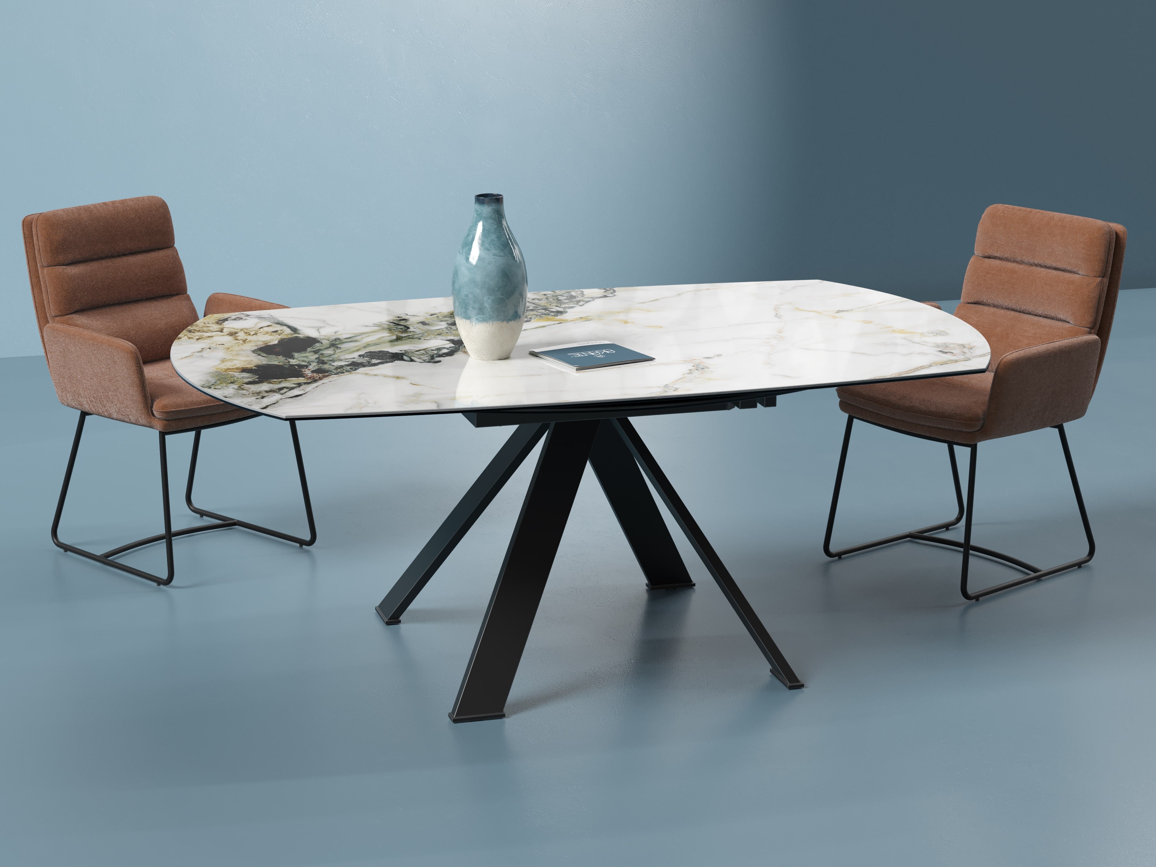 Table ronde céramique extensible effet marbre JULIE