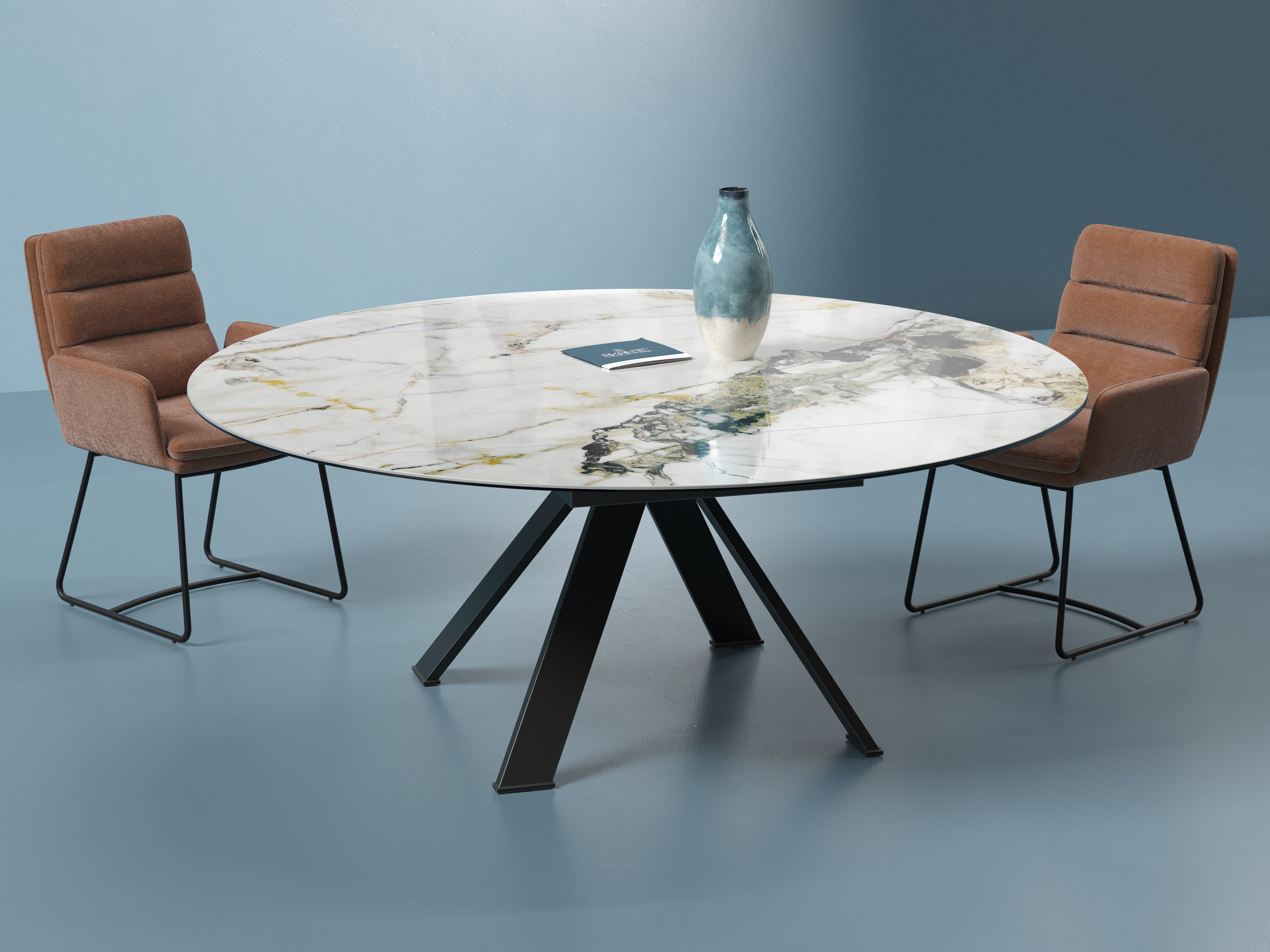 Table ronde céramique extensible effet marbre JULIE