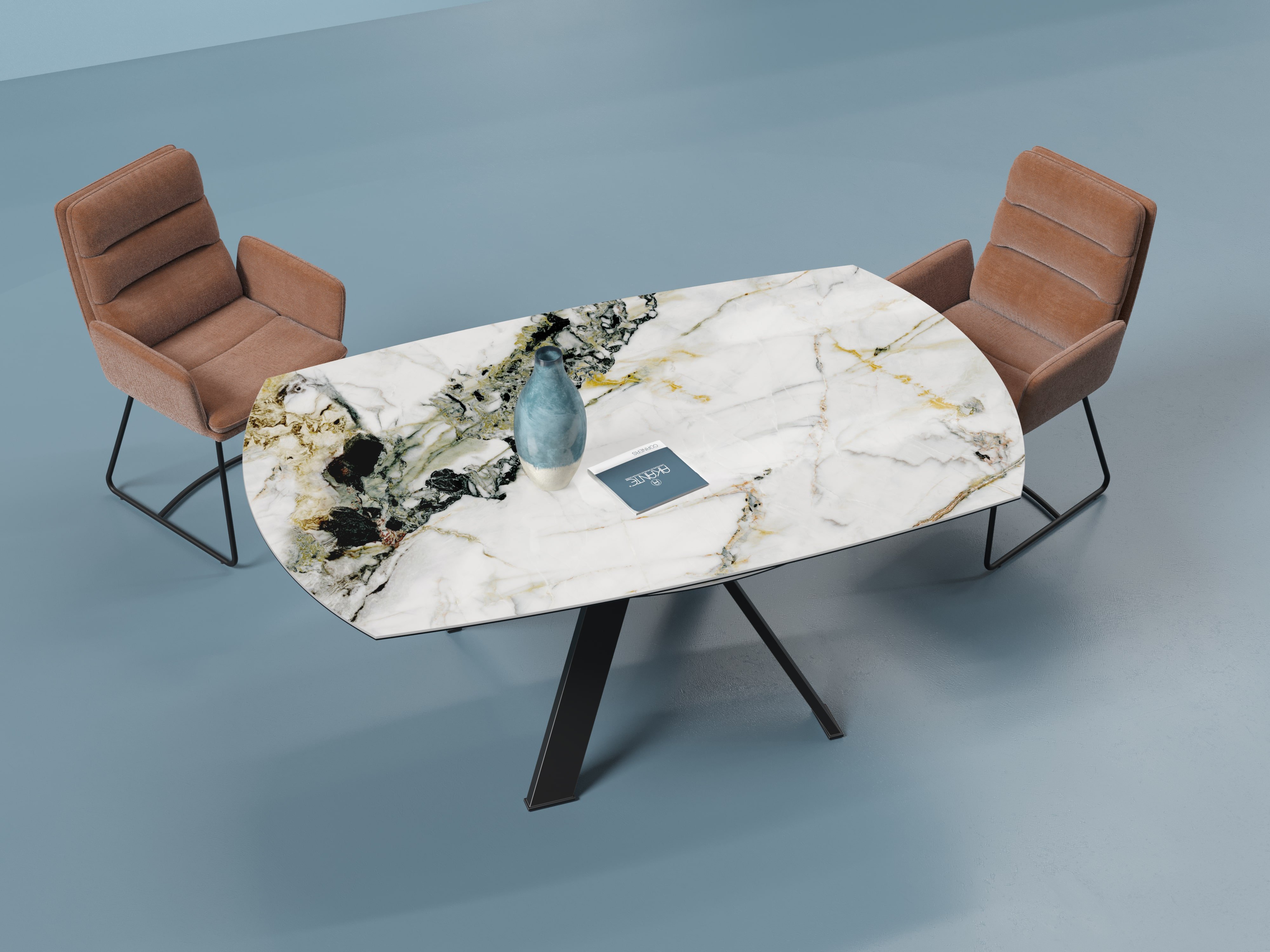 Table ronde céramique extensible effet marbre JULIE