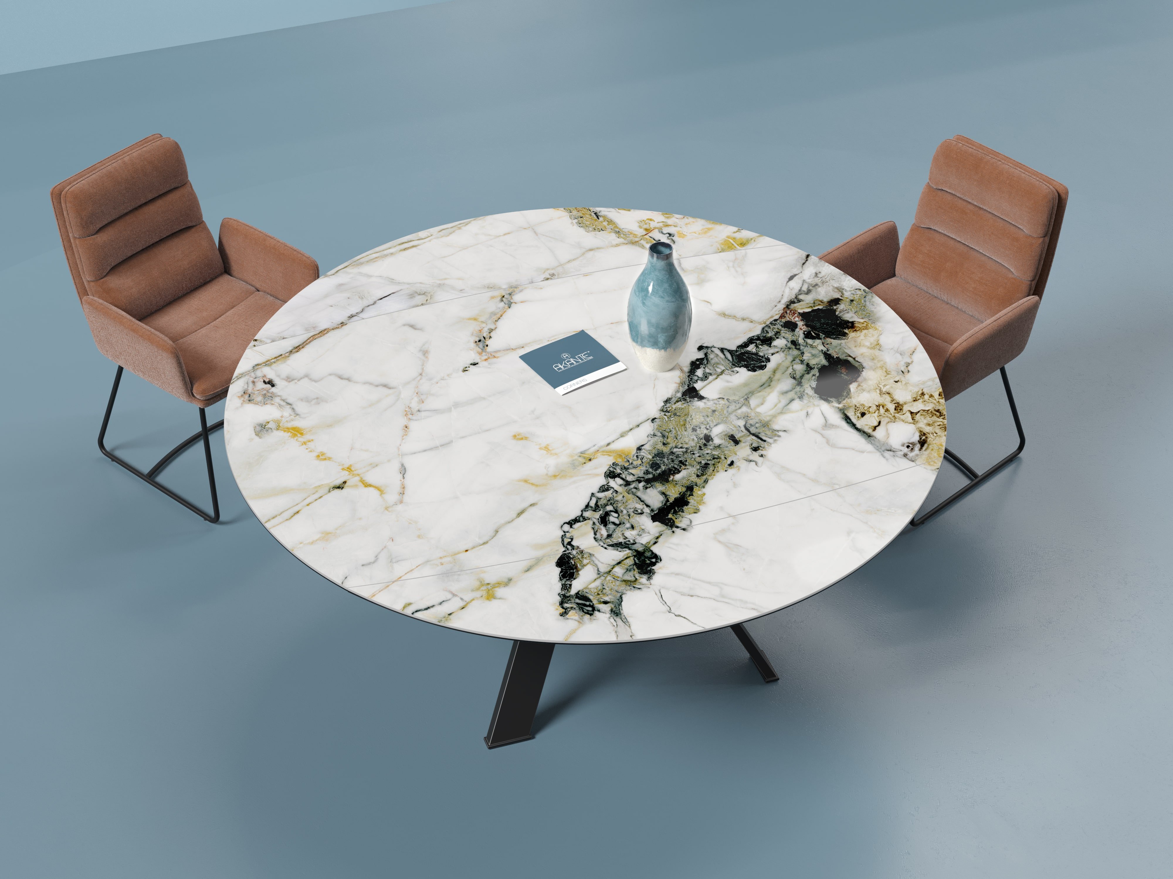 Table ronde céramique extensible effet marbre JULIE