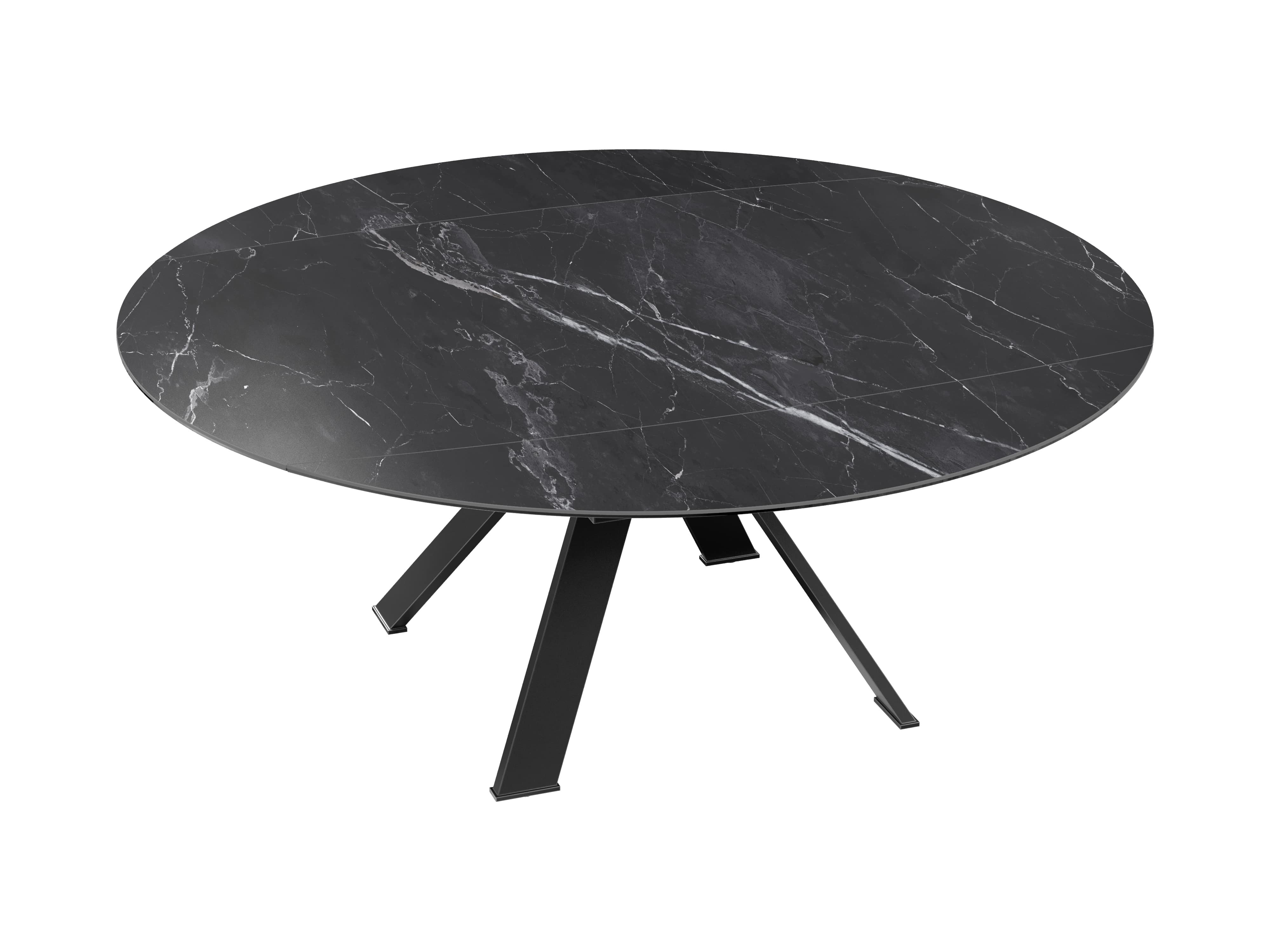 Table ronde céramique extensible effet marbre noir JULIE