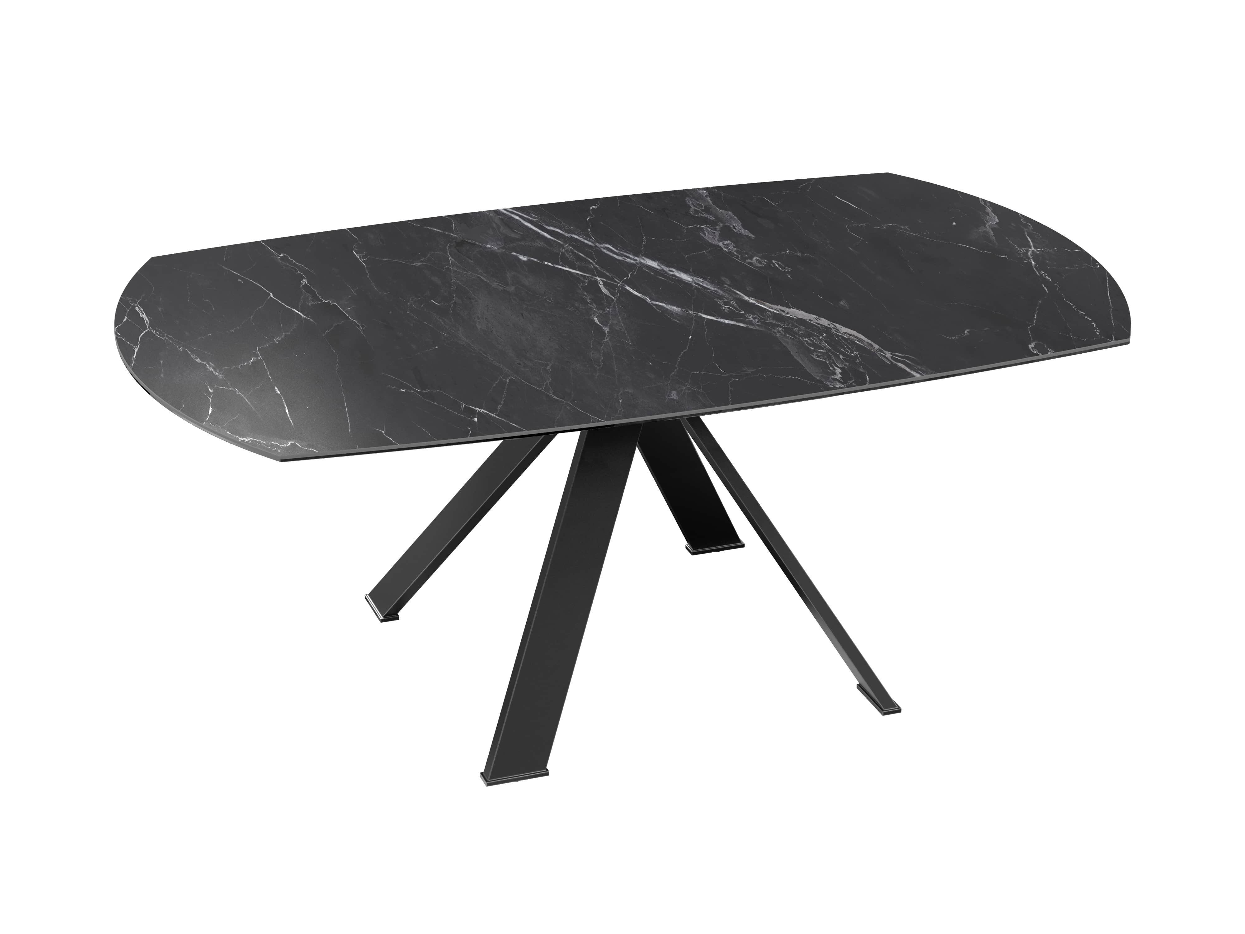 Table ronde céramique extensible effet marbre noir JULIE