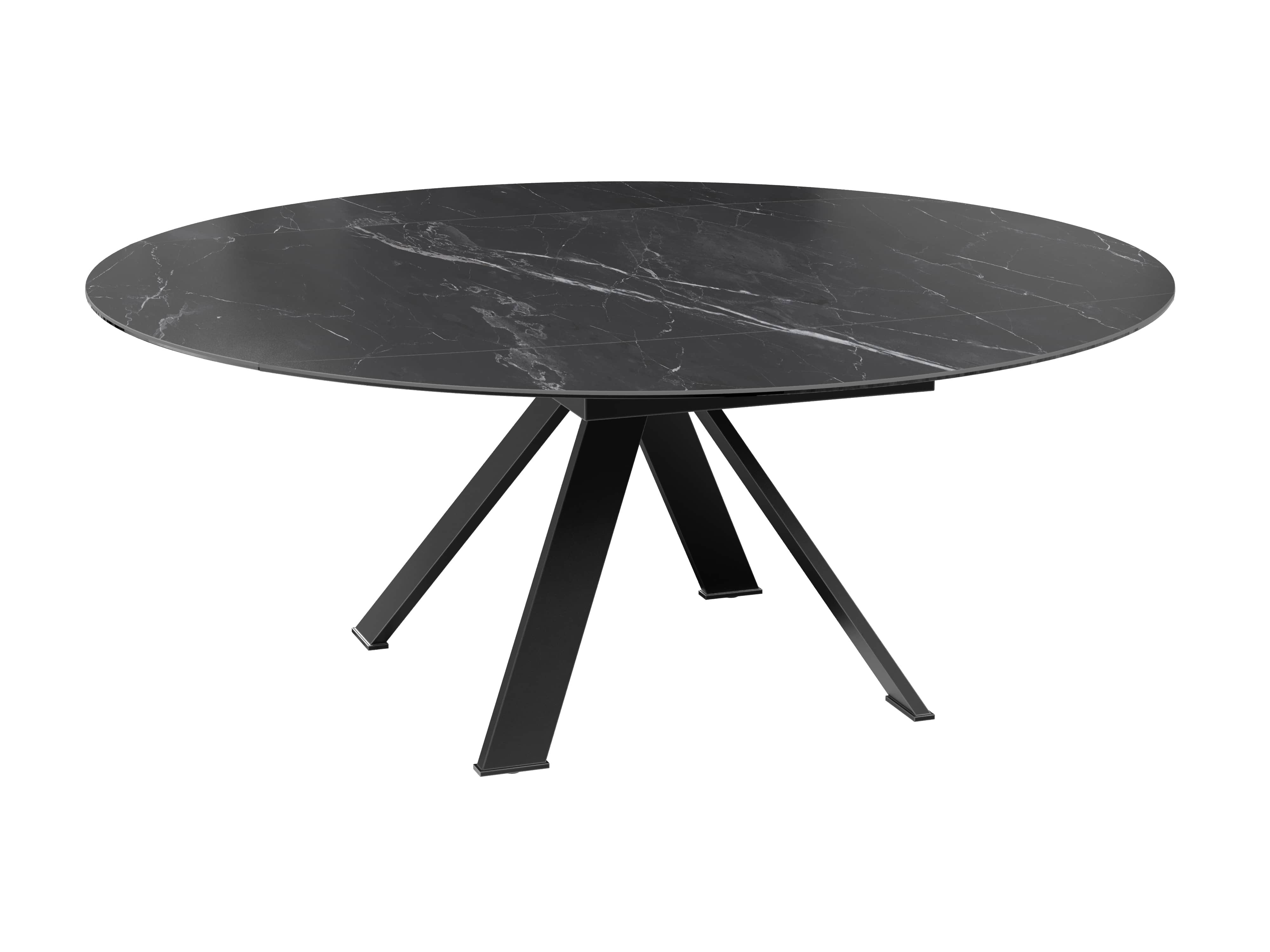 Table ronde céramique extensible effet marbre noir JULIE
