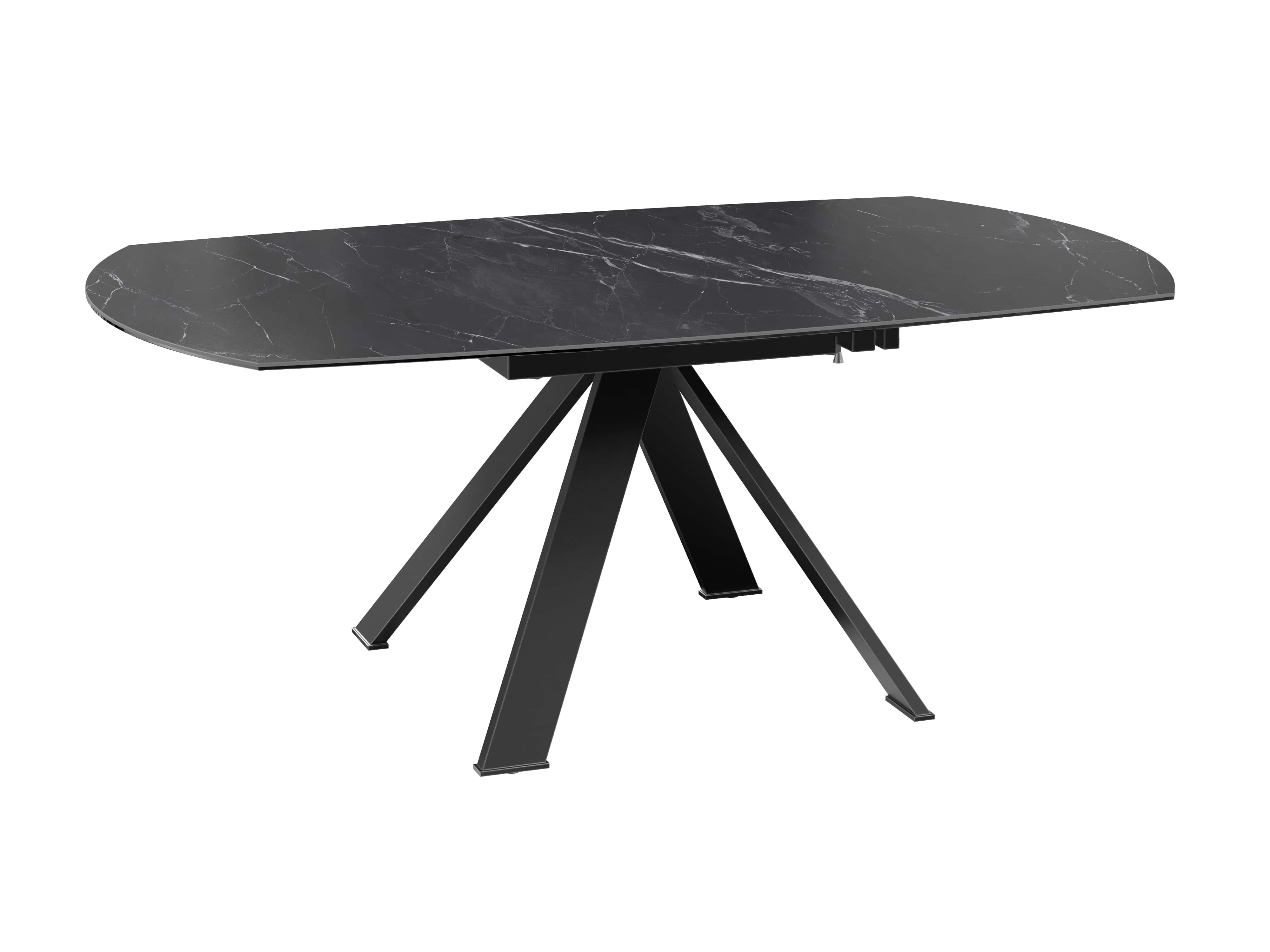 Table ronde céramique extensible effet marbre noir JULIE