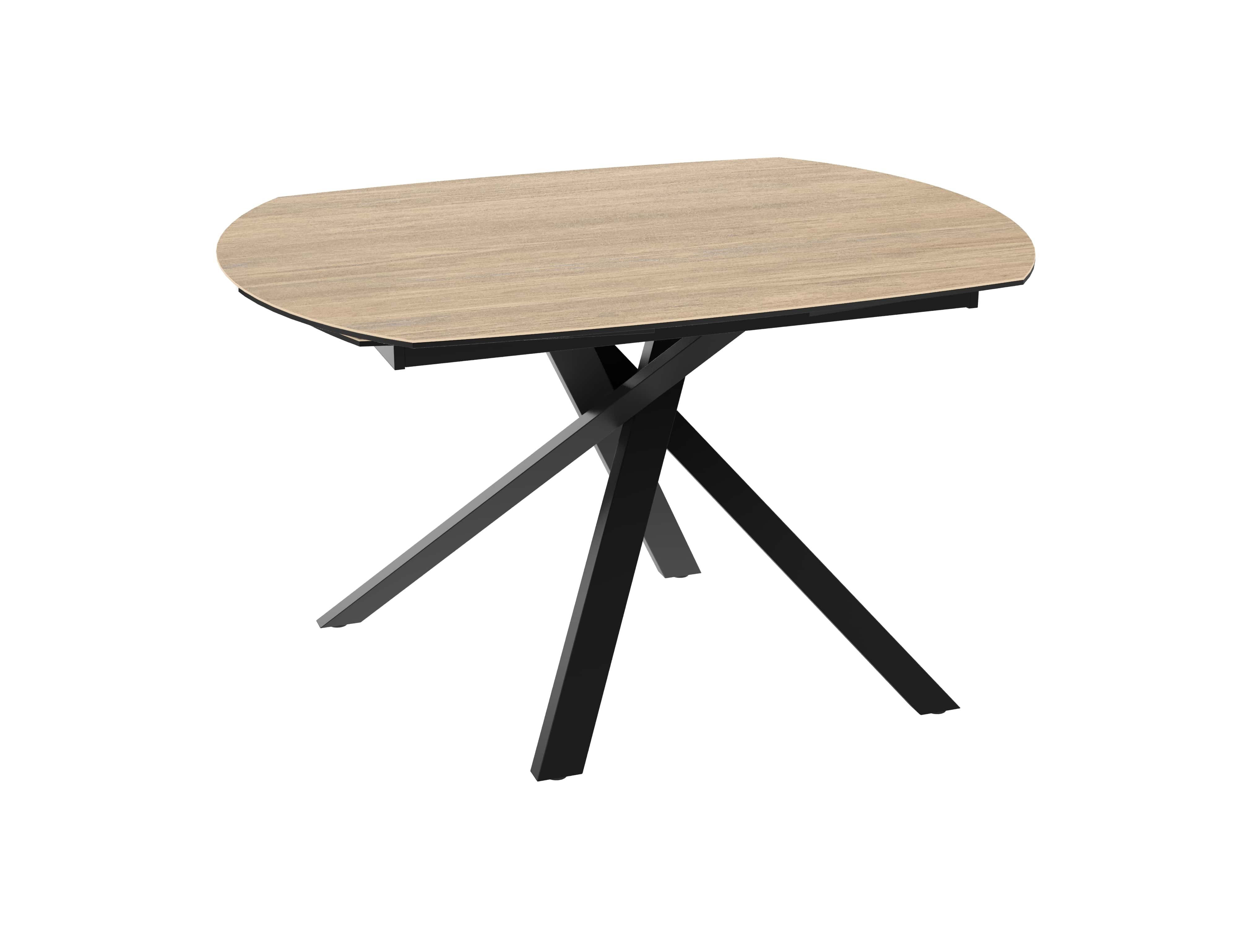 Table céramique avec allonges effet bois chêne clair KHEOPS